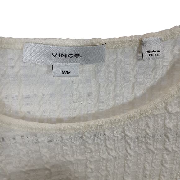 Vince Textured Lace Plaid Jacquard Wool Long Sleeve Size M Top - Picture 3 of 3